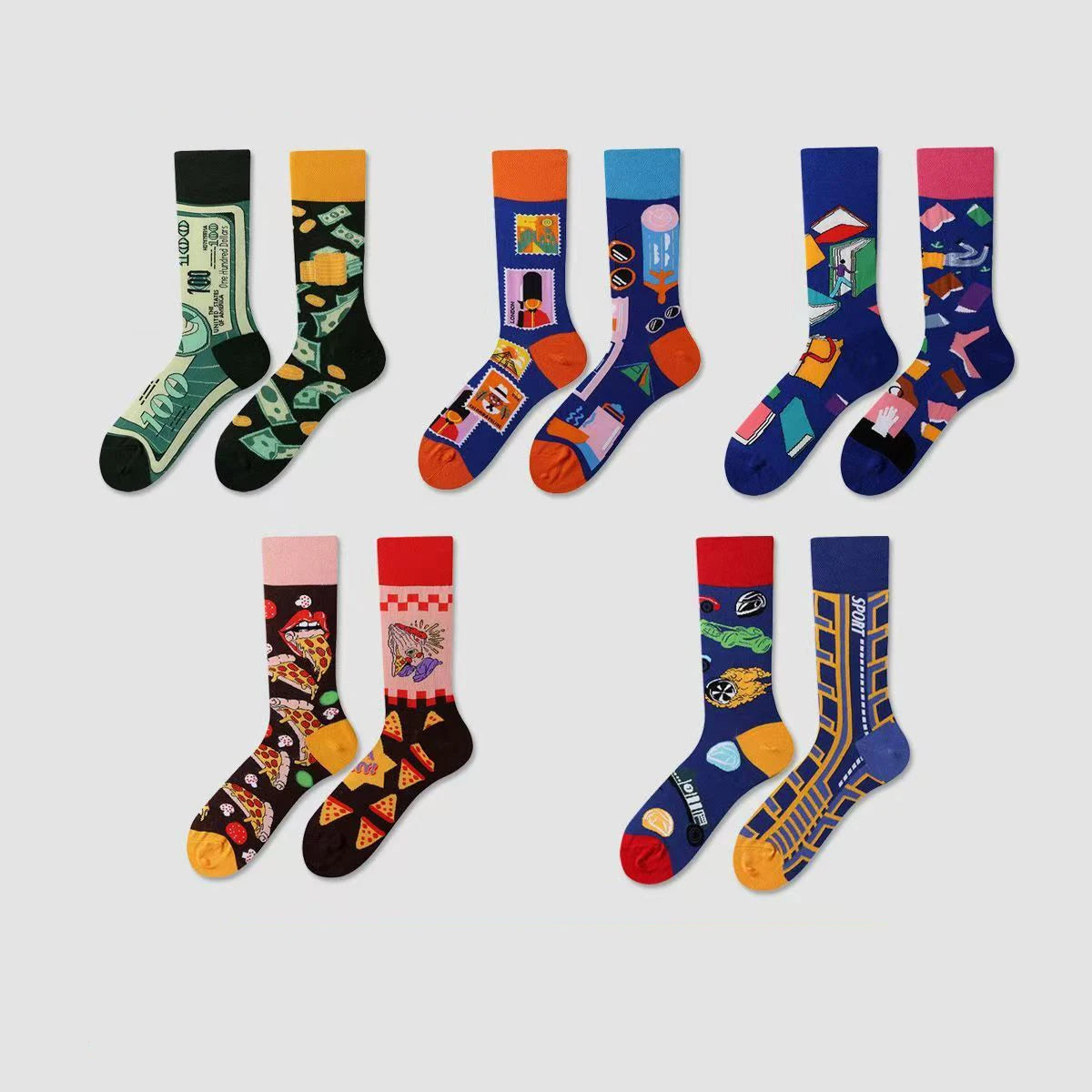 【5 Pairs】 Man Women Sock Original AB Tide Socks Colorful Cat Dog Koala Cow Cotton Socks Four Seasons Unisex Socks