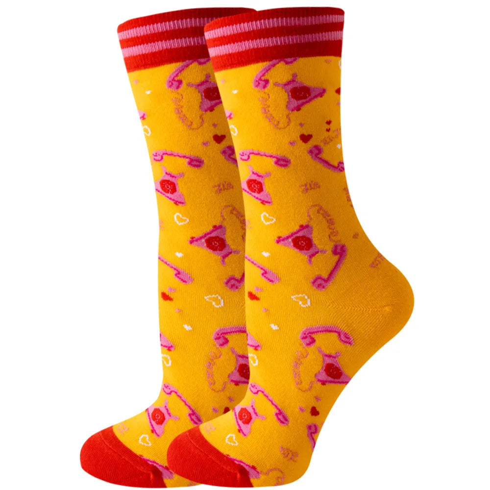 New Women's Socks, Multi-Color, Trendy Fashion Cotton Socks Suitable for All Seasons