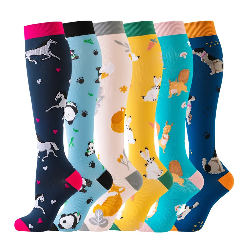 Compression Socks Yoga Sports Fit Moisture Control & Odor Resistance Graduated Calf Pressure Compress Socks Cycling