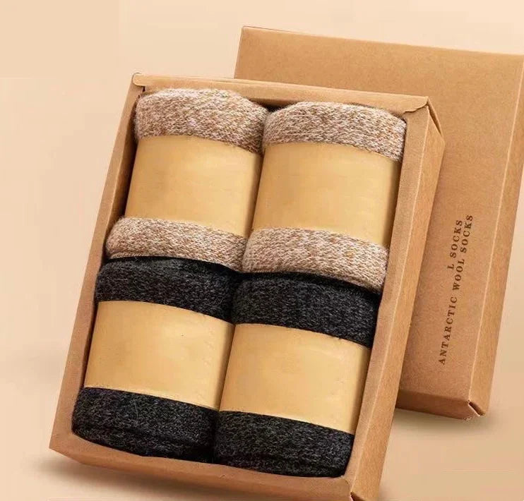 4Pairs/Lot Men's Winter Super Thick Thermal Socks Wool Men Women Solid High Quality Merino Wool Socks Cold Snow Warm Wool Socks
