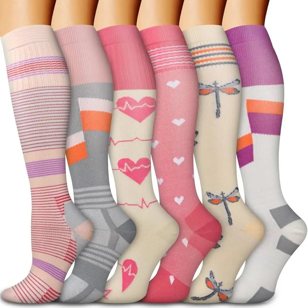 Compression Socks Yoga Sports Fit Moisture Control & Odor Resistance Graduated Calf Pressure Compress Socks Cycling