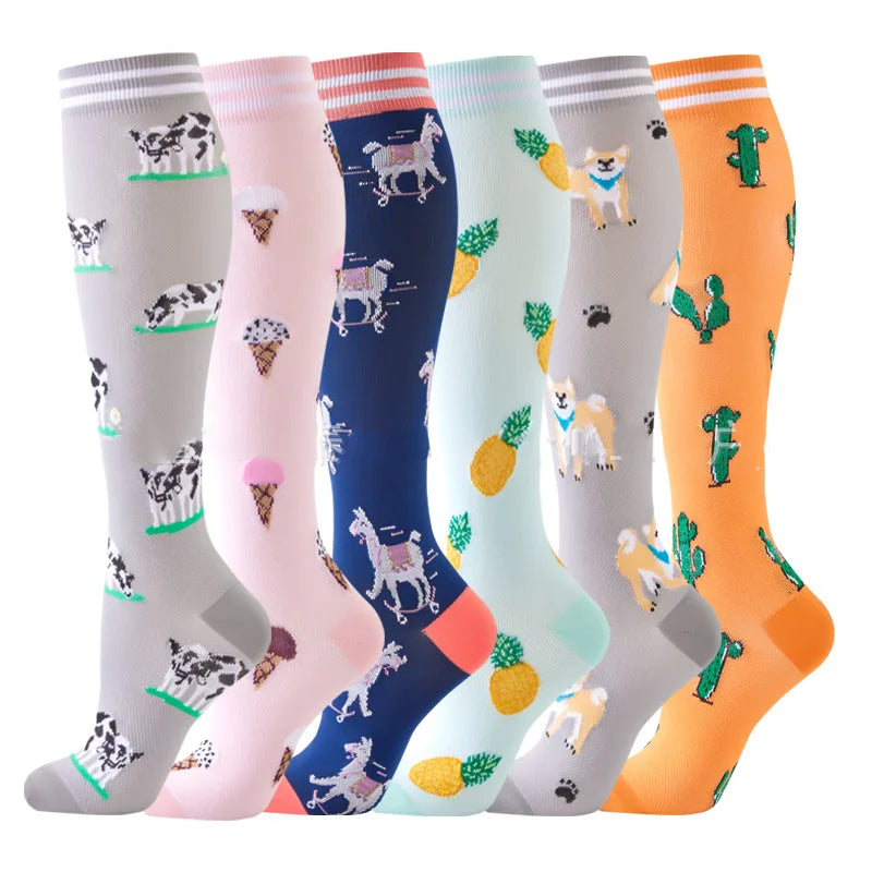 Compression Socks Yoga Sports Fit Moisture Control & Odor Resistance Graduated Calf Pressure Compress Socks Cycling