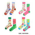 【4 Pairs】 Man Women Sock Original AB Tide Socks Colorful Cow Cotton Socks  Animals Fruits Abstract Figures Flowers Musical Notes