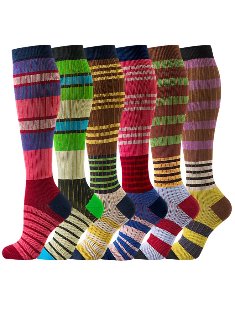 Compression Socks Yoga Sports Fit Moisture Control & Odor Resistance Graduated Calf Pressure Compress Socks Cycling