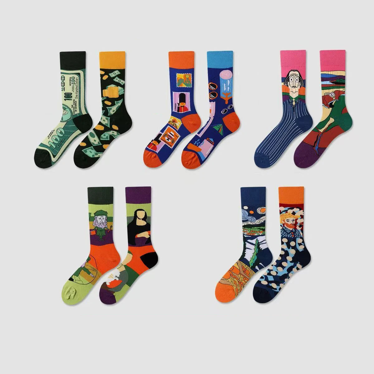 【5 Pairs】 Man Women Sock Original AB Tide Socks Colorful Cat Dog Koala Cow Cotton Socks Four Seasons Unisex Socks