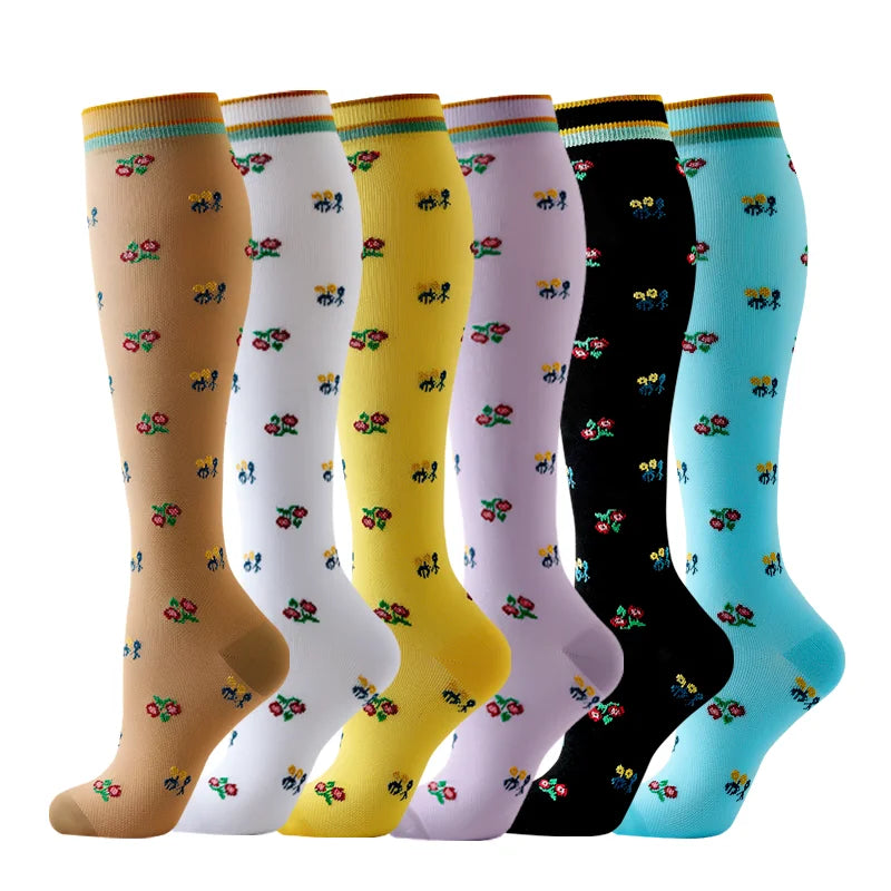 Compression Socks Yoga Sports Fit Moisture Control & Odor Resistance Graduated Calf Pressure Compress Socks Cycling