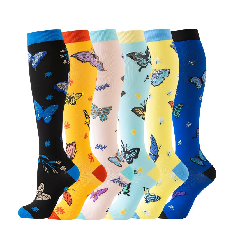 Compression Socks Yoga Sports Fit Moisture Control & Odor Resistance Graduated Calf Pressure Compress Socks Cycling