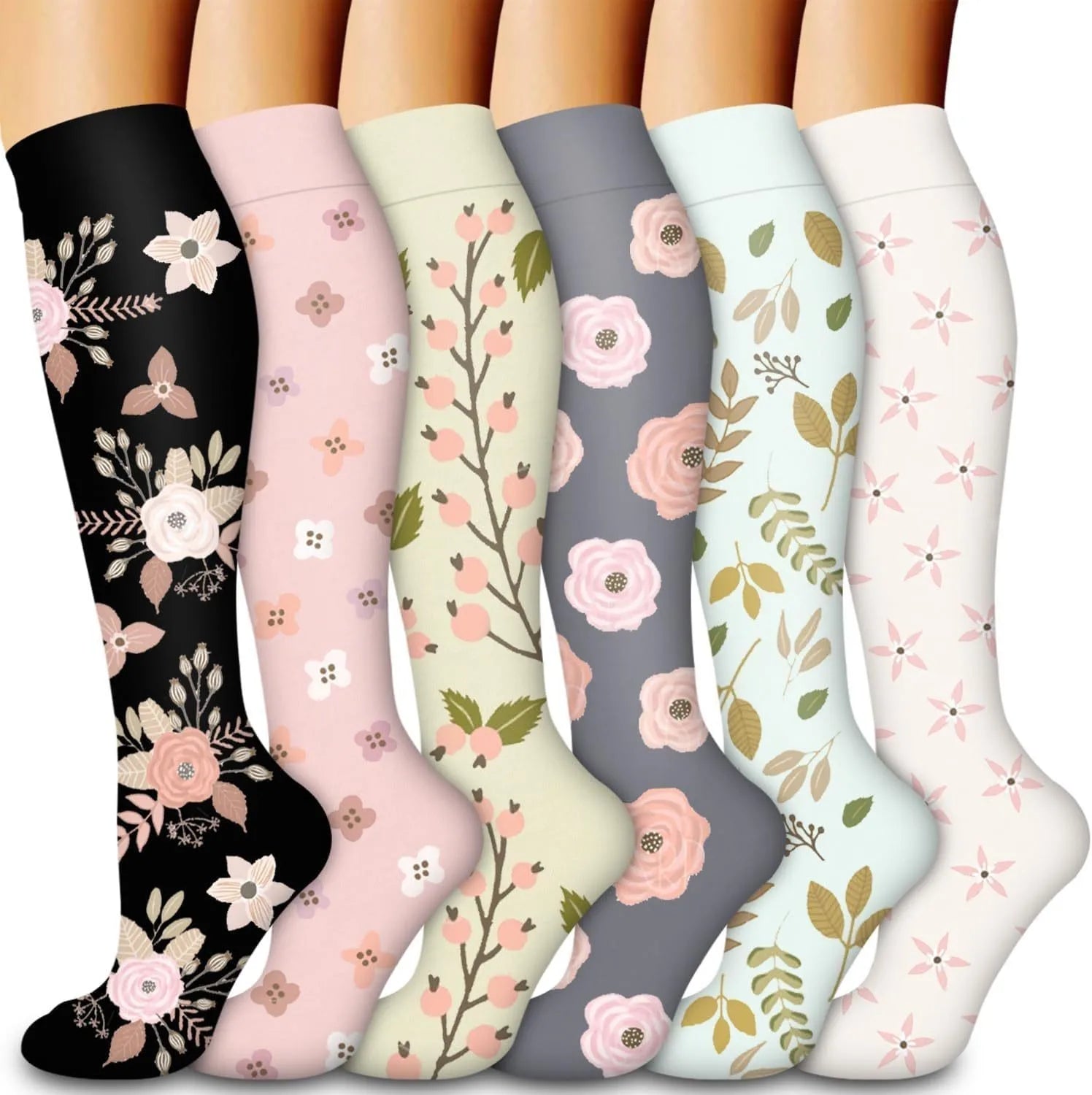 Compression Socks Yoga Sports Fit Moisture Control & Odor Resistance Graduated Calf Pressure Compress Socks Cycling