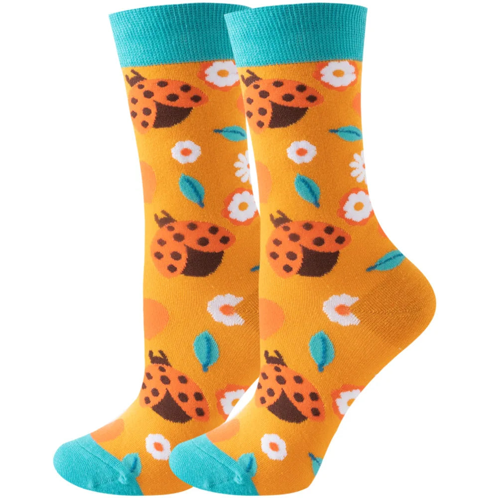 New Women's Socks, Multi-Color, Trendy Fashion Cotton Socks Suitable for All Seasons