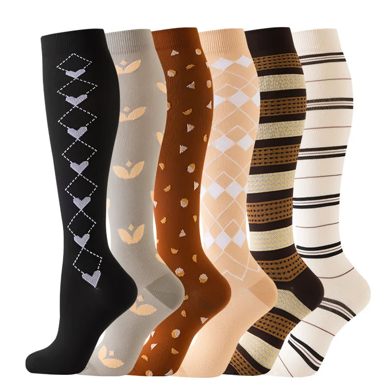 Compression Socks Yoga Sports Fit Moisture Control & Odor Resistance Graduated Calf Pressure Compress Socks Cycling