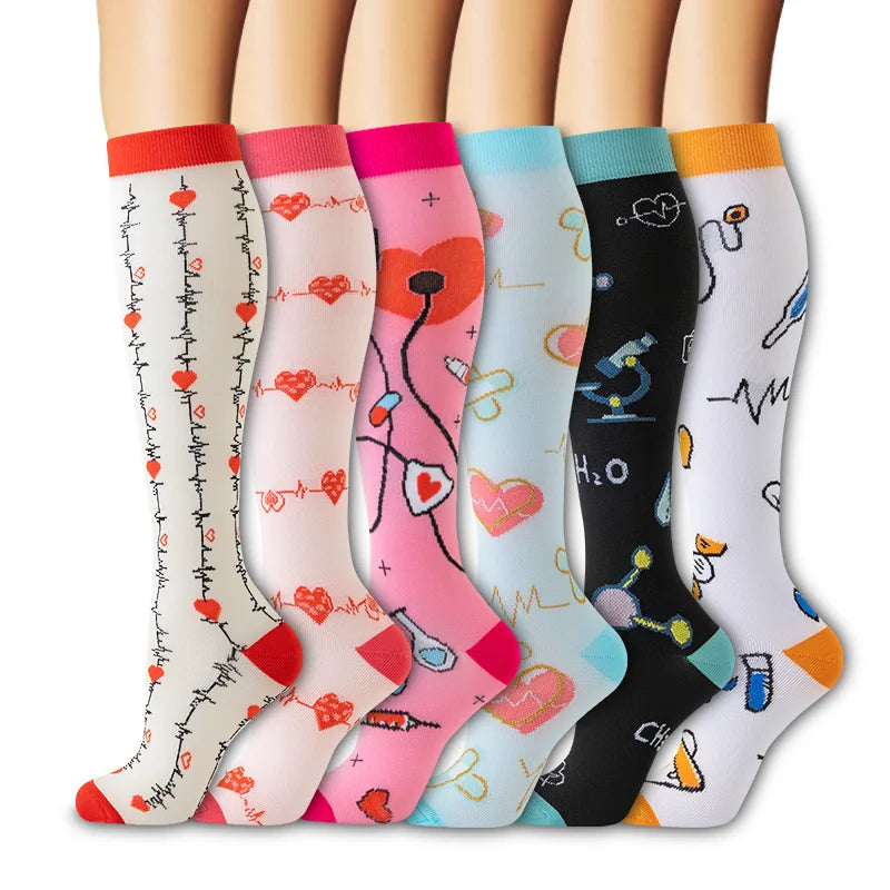 Compression Socks Yoga Sports Fit Moisture Control & Odor Resistance Graduated Calf Pressure Compress Socks Cycling
