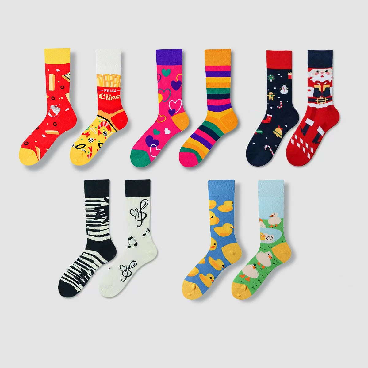 【5 Pairs】 Man Women Sock Original AB Tide Socks Colorful Cat Dog Koala Cow Cotton Socks Four Seasons Unisex Socks