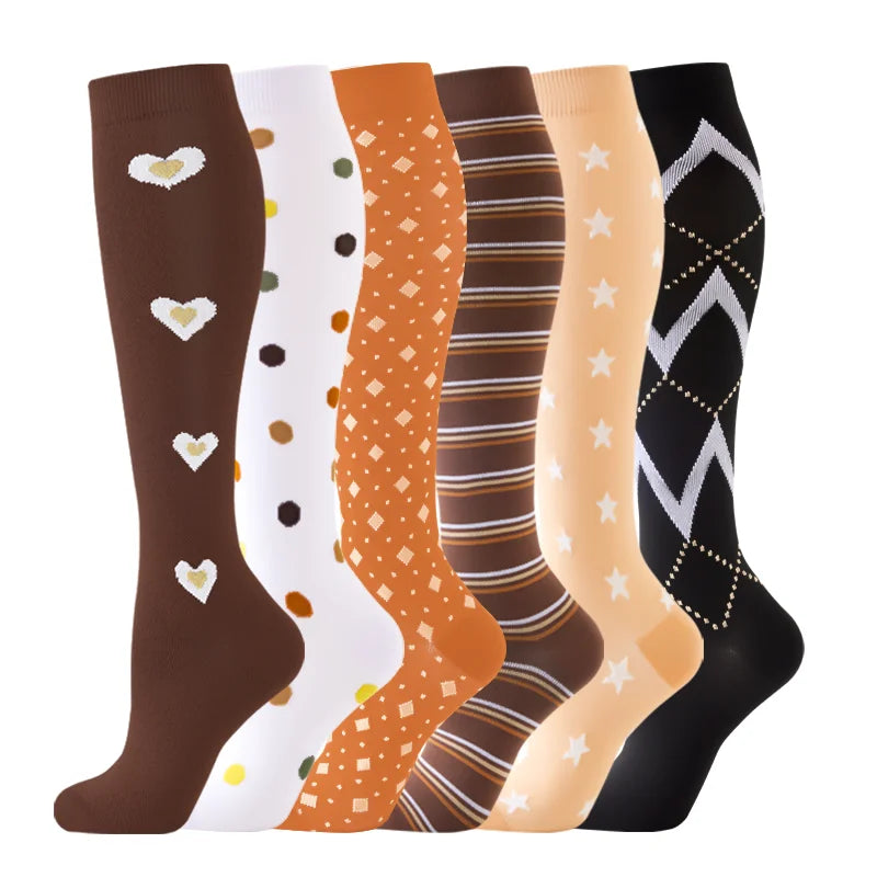 Compression Socks Yoga Sports Fit Moisture Control & Odor Resistance Graduated Calf Pressure Compress Socks Cycling