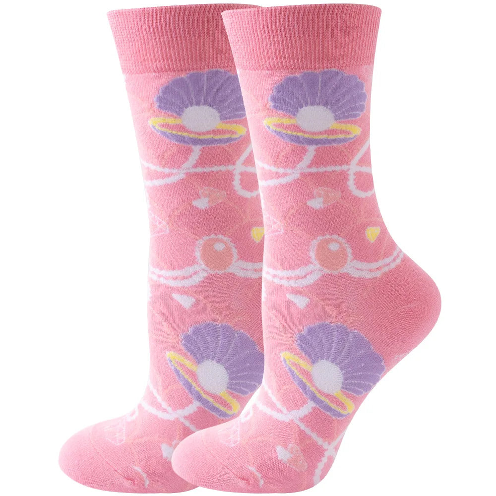 New Women's Socks, Multi-Color, Trendy Fashion Cotton Socks Suitable for All Seasons