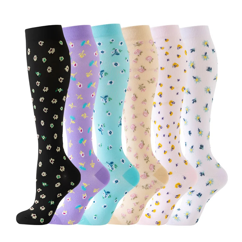 Compression Socks Yoga Sports Fit Moisture Control & Odor Resistance Graduated Calf Pressure Compress Socks Cycling