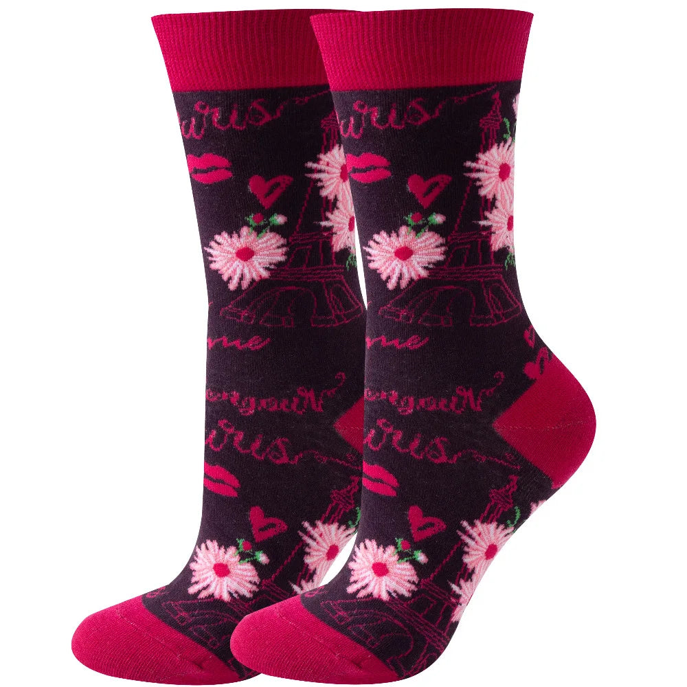 New Women's Socks, Multi-Color, Trendy Fashion Cotton Socks Suitable for All Seasons
