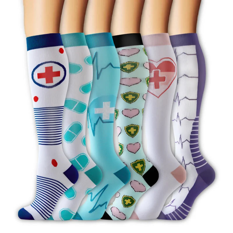 Compression Socks Yoga Sports Fit Moisture Control & Odor Resistance Graduated Calf Pressure Compress Socks Cycling