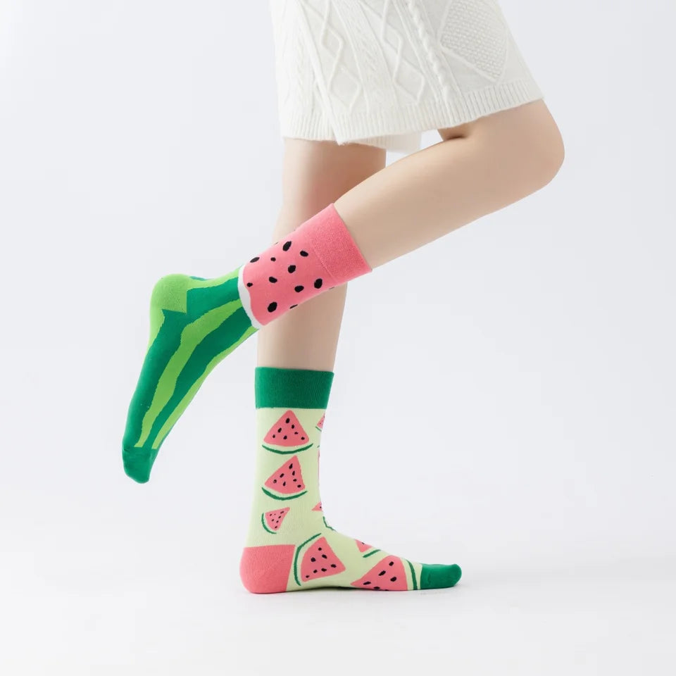 【4 Pairs】 Man Women Sock Original AB Tide Socks Colorful Cow Cotton Socks  Animals Fruits Abstract Figures Flowers Musical Notes