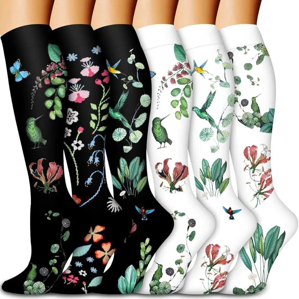Compression Socks Yoga Sports Fit Moisture Control & Odor Resistance Graduated Calf Pressure Compress Socks Cycling